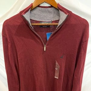 Nautica zip mock crew neck sweater